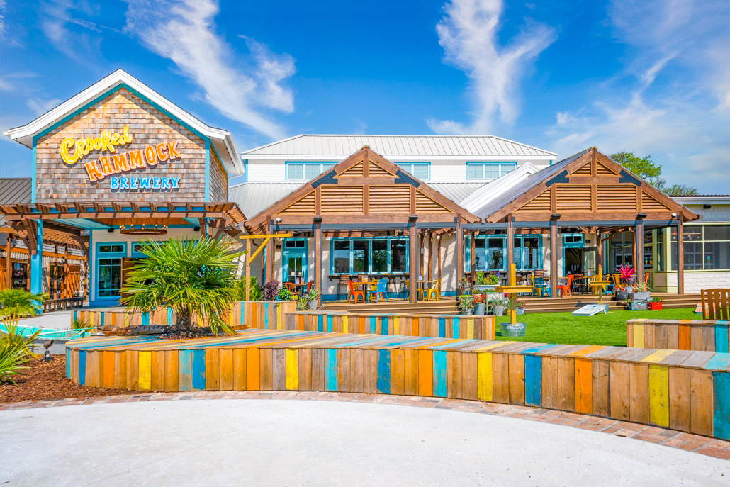 Shopping and waterfront area